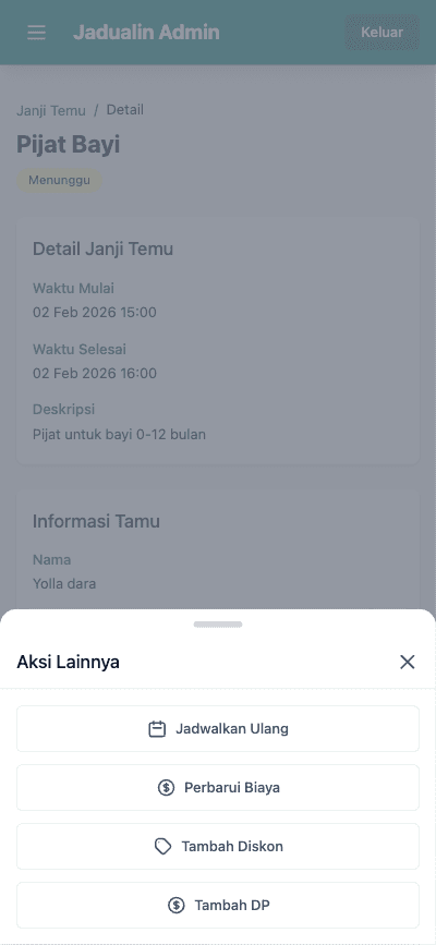 Aksi lainnya untuk appointment