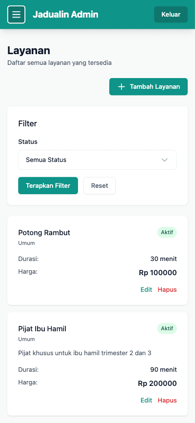 Konfigurasi layanan dan harga